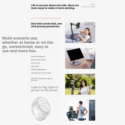 Transparent Scrolling Ring Remote for TikTok YouTube Instagram Video Scroller Page Turner Clicker Bluetooth Camera Shutter