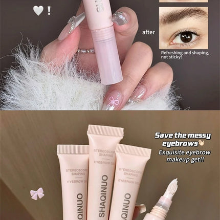 3D Brow Gel Waterproof Smudge-Proof Eyebrow Styling & Shaping with Silicone Brush Long-Lasting Hold for All-Day Wear Makeup