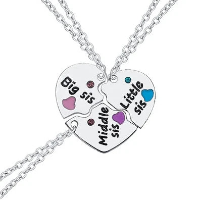 Zircon Best Friend Zircon Love Couple Pendant Necklace 2 Pcs/ Set Rainbow Broken Heart BFF Good Friends Friendship Jewelry Gift