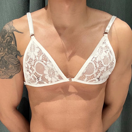 Men's Sexy Bra Men Seat Belt Lace Underwear Chest Strap Sex Lingerie Sissy Outfit Crop Top Men