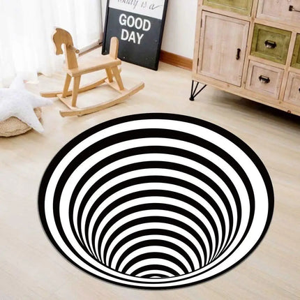 3D Vision Three-dimensional Round Home Floor Mat Trap Rug Washable Bedroom Decor Soft Carpet Anti-slip Carpets for Living Room
