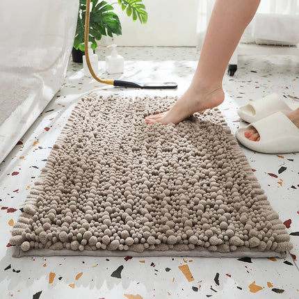 1 piece bathroom carpet bath mat, non-slip super thick lotus pine soft chenille door mat, fluffy foot mat, indoor solid color do