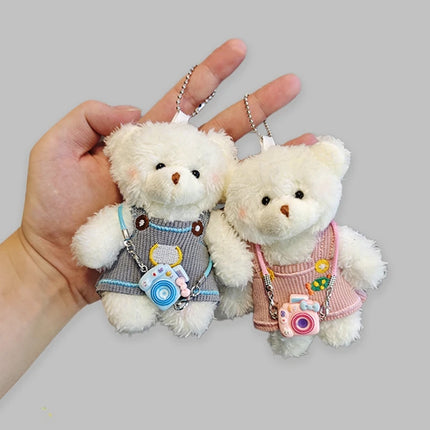 Cute Red Bag Bear Knot Rope Keychain Pink Blue Paired Bears Plush Doll Car Key Chain Christmas Scarf Bear Backpack Key Chain