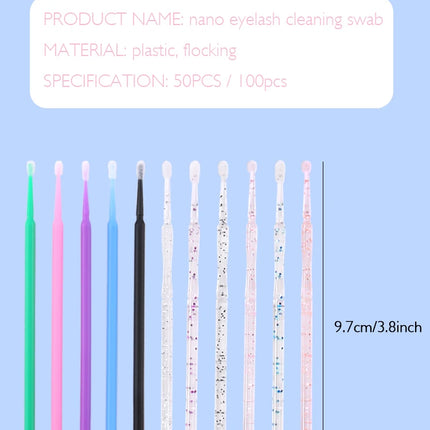 50/100PCS Disposable Eyelash Cleaning Brush Lip Brushes Micro Cotton Swab Eyelash Extension Individual Lash Removing Makeup Tool
