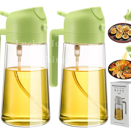 1/2PCS 500ml 2-in-1 Olive Oil Spray Dispenser Bottle Food Grade Oil Mister Sprayer Kitchen Cooking Air Fryer BBQ Camping Tools