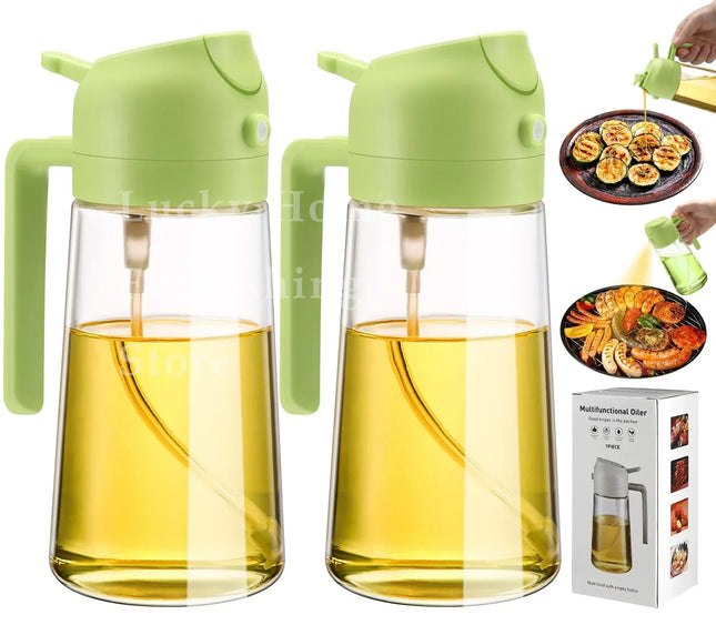 1/2PCS 500ml 2-in-1 Olive Oil Spray Dispenser Bottle Food Grade Oil Mister Sprayer Kitchen Cooking Air Fryer BBQ Camping Tools