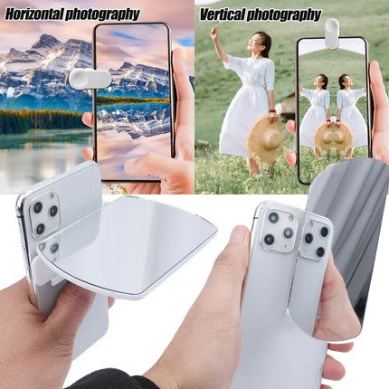 Adjustable Smartphone Camera Mirror Reflection Clip HD Glass Reflection Mirror for Outdoor Travel Phones Photography Shooting