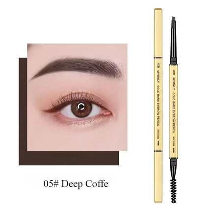 Gold Bar Double Ended Eyebrow Pencil - Ultra Fine 0.5mm Triangle Tip Waterproof & Smudge-proof for 3D Natural Brows