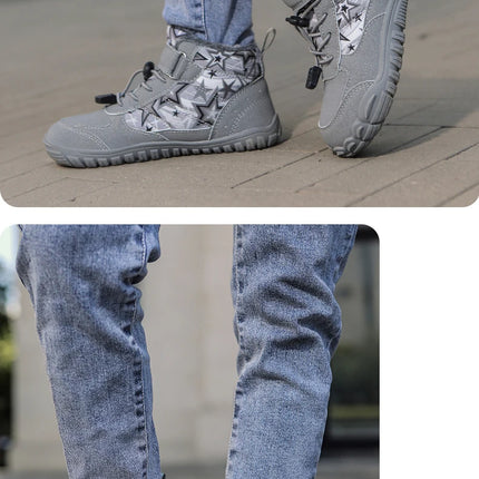 Waterproof Kids Barefoot Snow Boots 2025 New Wide Toe Winter Warm Fur Lined Shoes for Boys Girls Cold Weather Outdoor Sneakers