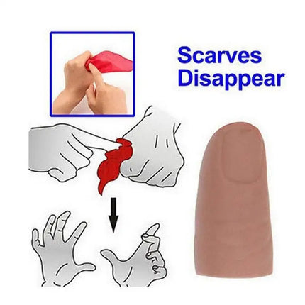 Finger Magic Tricks Phantasy Props Close Up Vanish Appearing ABS Finger Thumb Tip Red Silk Clothing Prosthetic Finger toy