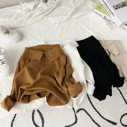 Boys And Girls Sweater Baby Children's Bottoming Shirt 2026 Spring And Autumn New All-match Polo Small Lapel Sweater