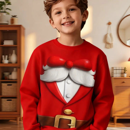 Funny Boys Sweatshirt Christmas Suit Tie 3D Print Autumn Long Sleeve Hoodies Pullover Boys Clothes Holiday Children's Clothing