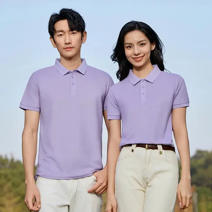 Summer 100% cotton overalls polo shirt custom company logo embroidered lapel short-sleeve T-shirt printing