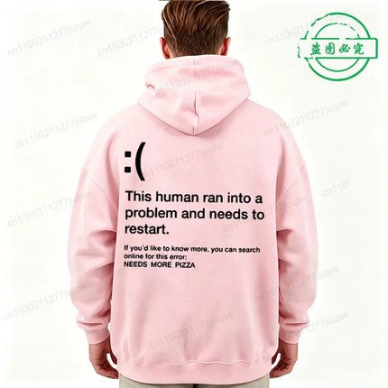Blue Screen of Death Men Hoodies Needs More Pizza Geek Programmer Graphic Tracksuits Man Sportwear Geek Sweatshirts Tops Gifts