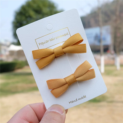 2Pcs/Set Hair Bow Clips For Girls Baby Kawaii Barrettes Cute Hair Accessories Kids Colored Ribbon Hairpins Children Hairgrip Hot