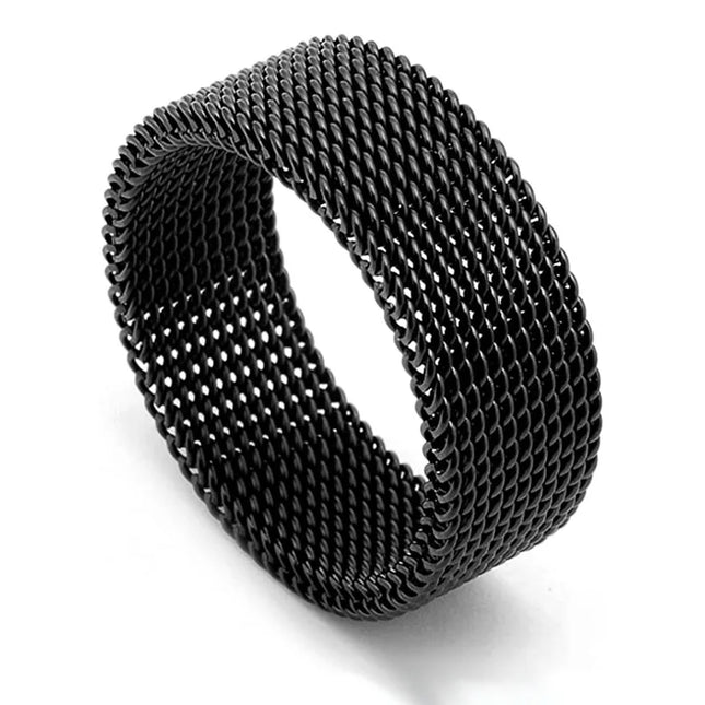 2025 Fashion New Men's Modern Stainless Steel Mesh Band Ring 4mm 8mm Wide for Men Women Retro Jewelry Gift Wholesale