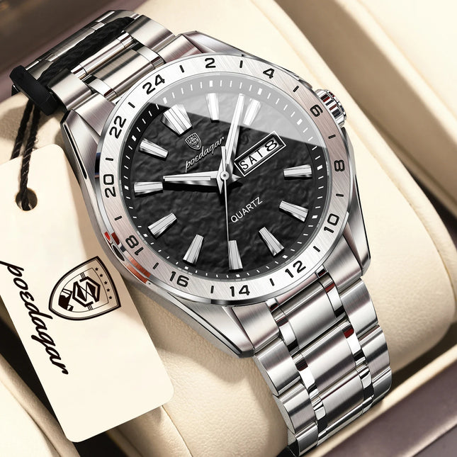 POEDAGAR Exquisite Fashion Man Watches High Quality Waterproof Luminous Business Watch For Men Date Week Quartz Men's Wristwatch