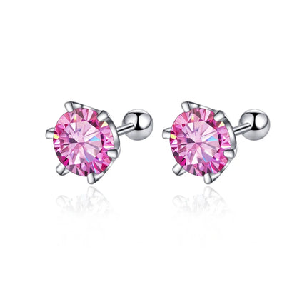 BIJOX STORY 0.5-2ct Moissanite Screw Stud Earrings D Color 925 Sterling Silver Diamond Earrings For Women Wedding Fine Jewelry