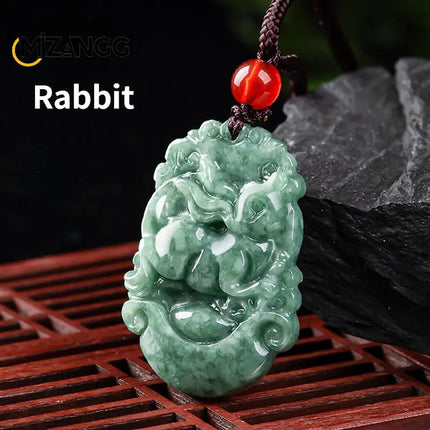 Natural A Goods Jadeite Twelve Chinese Zodiac Rat Tiger Pendant Jewelry Hand-carved Custom Mascot Jewelry Jade Necklace Gift