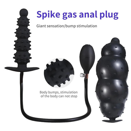 Super Long 5 Beads Inflatable Anal Plug Silicone Column Expandable Big Butt Plug Dildo Pump Ass Dilator BDSM Sex Toy for Couples