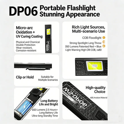 Powerful Mini COB LED Keychain Flashlight USB C Rechargeable Hanging Work Light 550LM Waterproof Camping Walking Pocket Lamp
