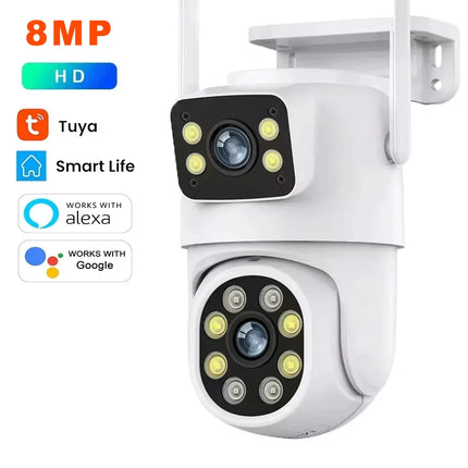ANSVICAM Tuya Wifi IP Camera 8K with Alexa Google Onvif NVR Dual Lens Camera PTZ Outdoor 4K Dual Screen Auto Tracking Night mod