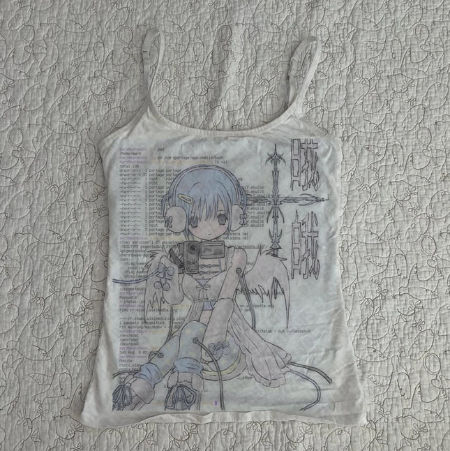 Y2k Style Harajuku 90s Streetwear Print Graphic Sleeveless Casual Ribbed Women Grunge Crop Tops Fashion Vest Emo Grils Tank Tops