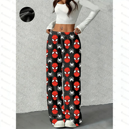 Autumn Winter Sleeping Pants Y2k Casual Batman Women Sleepwear Fashionable Flannel Sleeping Trousers Spider-Man can worn outside