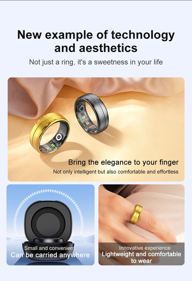 R06 Smart Ring for Men Women Sleep Monitor Heart Rate Blood Oxygen Fitness Tracker IP68 Waterproof