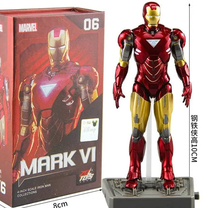 10-12CM Marvel Anime Figure Spiderman Hulk Iron Man Venom  Captain America Thanos Movable Joints PVC Dolls Toy Gift For Children