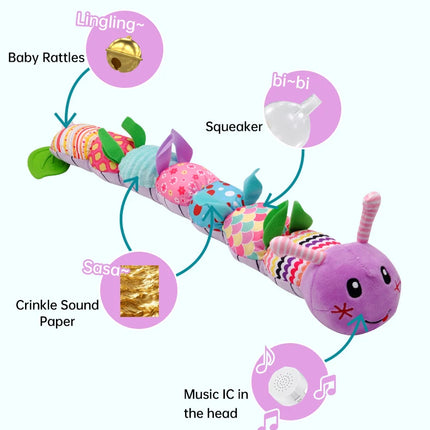 Baby Rattle Musical Caterpillar Worm Soft Infant Plush Toys Educational Interactive Sensory Toy for Babies Newborn Toddler Gift