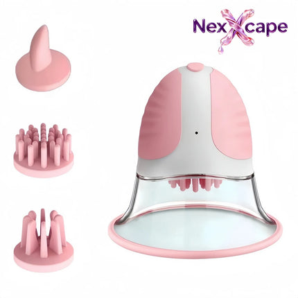 10 Modes Breast Massager with Suction Vibration Rotation - Female Nipple Stimulator, Multi Powerful Breast Suction Massager
