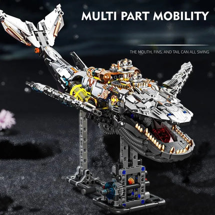 DIY Building block semi-mechanical Whale Assembly Science Teaching Children's Building Block Toy Model (1388 particles)