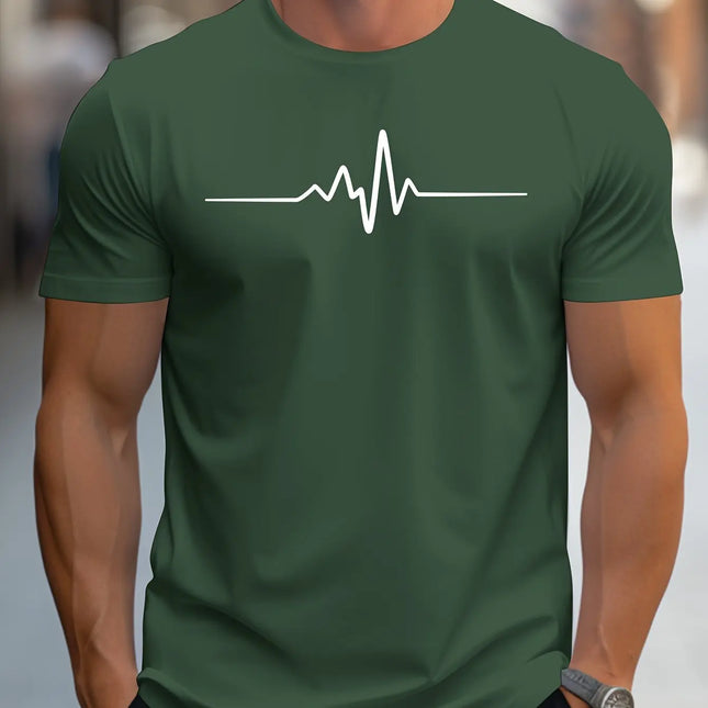 Men's  Polyester Summer Loose Size Creative Graphic Printed Slim Fit Casual Sports Round Neck Short Sleeved T-shirt Top