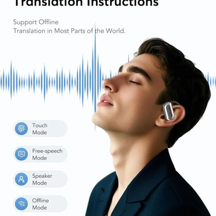 UYUXIO Real Time Translator Headphones AI Language Translation Earbuds 144 Languages & Accents 3 in 1 OWS Ear Buds for Business