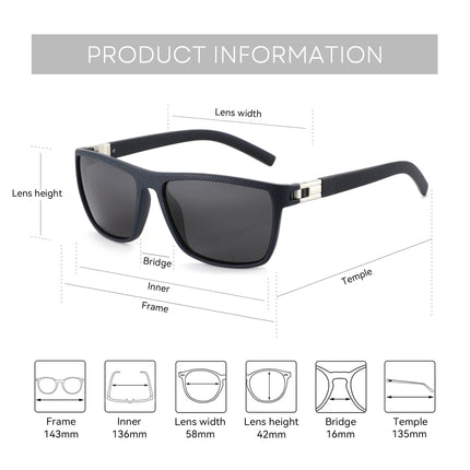 BLUEMOKY Lightweight Polarized Sports Sunglasses for Men with Prescription Lenses TR90 Square, Progressive Myopia Eyeglasses