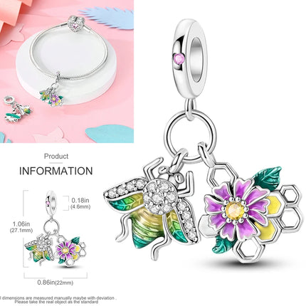 New 925 Sterling Silver Cactus Four Leaf Clover Charm Spring Green Series Bead Pendant For Original Beads Bracelet DIY Jewelry