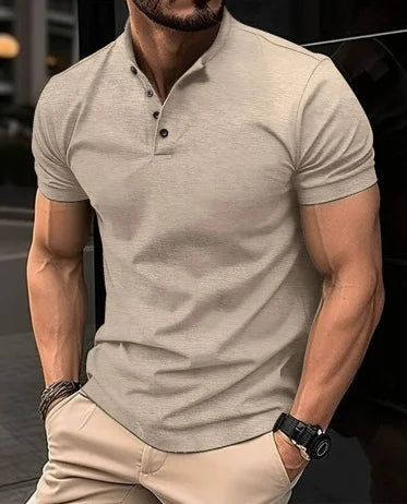 Men's Business Solid Color Polo Shirt Casual Collar Short Sleeve T-shirt Summer Comfortable Top