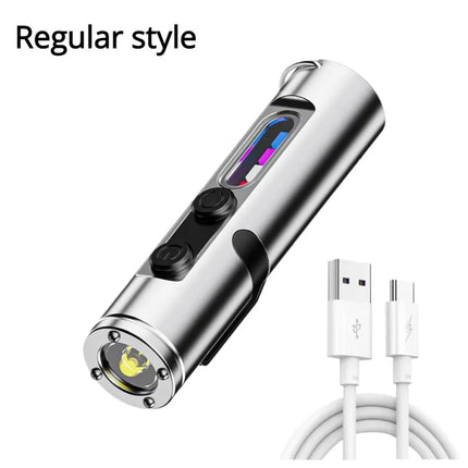 Portable Strong Light Mini LED Flashlight Magnetic Keychain Lamp Waterproof Cap Clip Lamp Type-C Charging for Hiking Camping