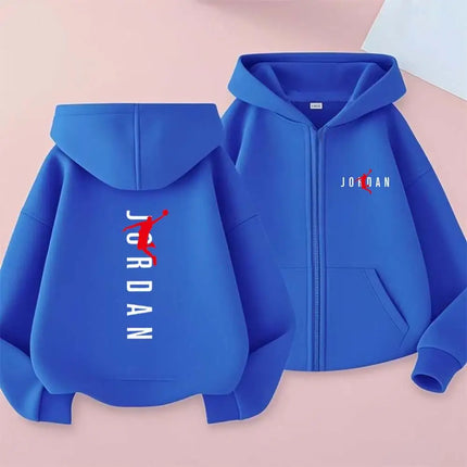 Trendy Print Kids Hooded Zipper Sweatshirts Spring Autumn Casual Streetwear For 2-13 Year Boys Girls Children Top Clothes