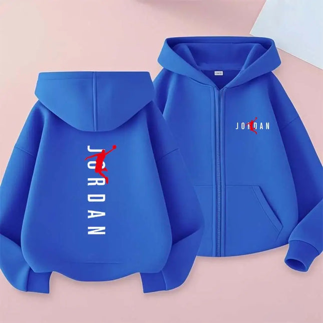 Trendy Print Kids Hooded Zipper Sweatshirts Spring Autumn Casual Streetwear For 2-13 Year Boys Girls Children Top Clothes