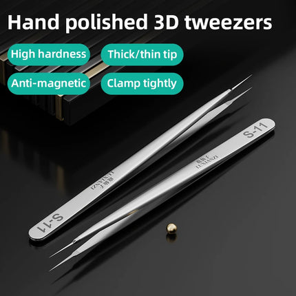 LUXIANZI 1PC Reverse Tweezers Stainless Steel Industrial Tweezers Tools Non-magnetic plastic ceramic Tip ESD Precision Forceps