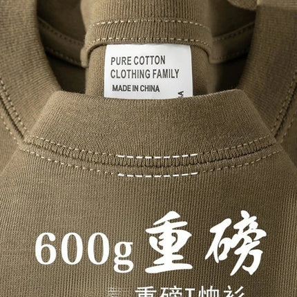 600G Heavy Cotton Short-sleeved T-shirt Men's and Women's Summer Loose Casual Trend Versatile Round Neck Half-sleeved Clothes