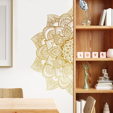 Golden Mandala Wall Stickers For Living Room Bedroom Wall Decoration Pure Black Self Adhesive Decor Sticker Wallpapers