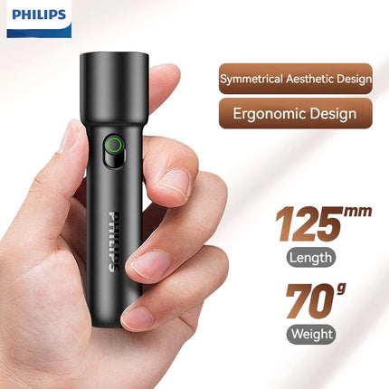 Philips NEW SFL1235 2-PCS EDC Portable Flashlight Rechargeable LED Flashlights for Defensa Personal Self Defense Camping Hiking
