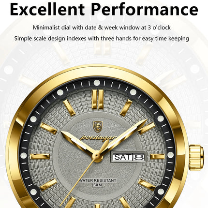 POEDAGAR Top Fashion Men Watches Stainless Steel Waterproof Luminous Classic Male Watch Date Week Men's Quartz Wristwatch Reloj