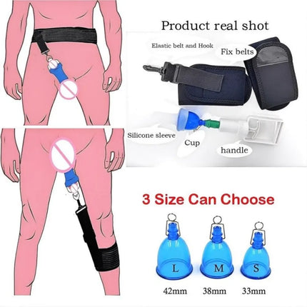 Vacuum Penis Pump Extender Kit Silicone Sleeve And Plastic Cup With Belt For Physical Traction Training