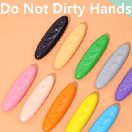12/24/36 Colors Plastic Plastic Crayon Do Not Dirty Hands Erasable Colored Crayon Peanut Shaped Washable Oil Painting Stick