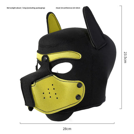 Adjustable Neoprene Puppy Play Hood Mask Pet Roleplay Padded Dog Head Mask BDSM Bondage Gear Adult Fetish Sex Toy for Men Women