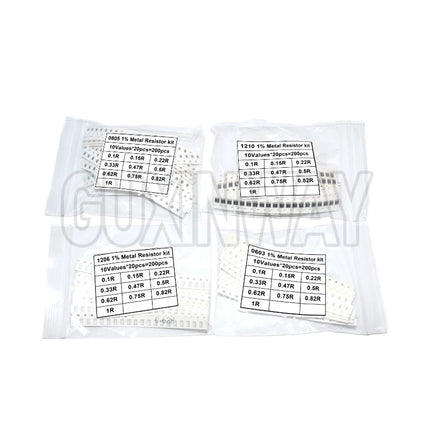 200pcs 660pcs 720pcs 4000pcs 0402 0603 0805 1206 1210 2512 SMD Resistor Kit 10K 100K 1K 1R 100R 220R 1% 5%